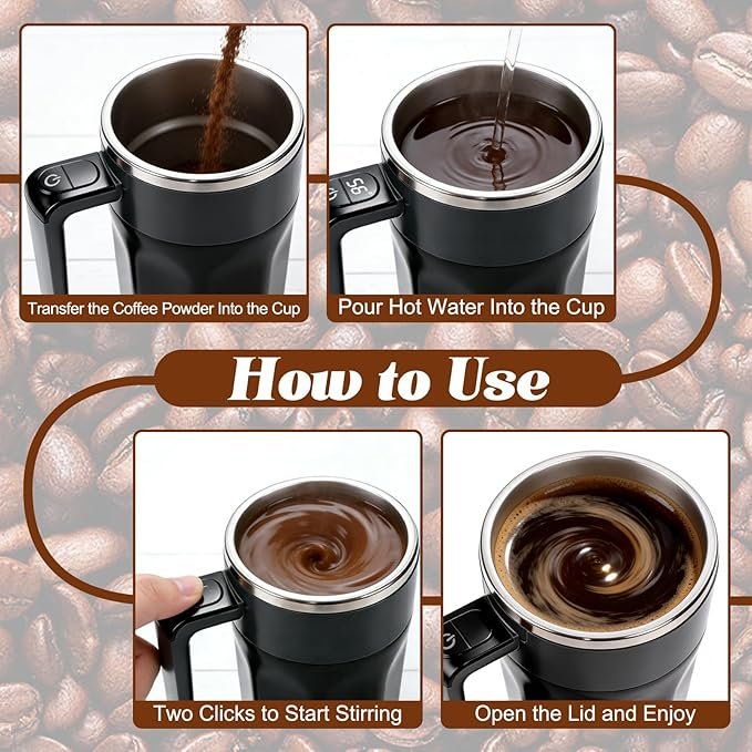 Bear Bottom Antiques, Stainless Steel Automatic Stirring Coffee Mug - Image 6