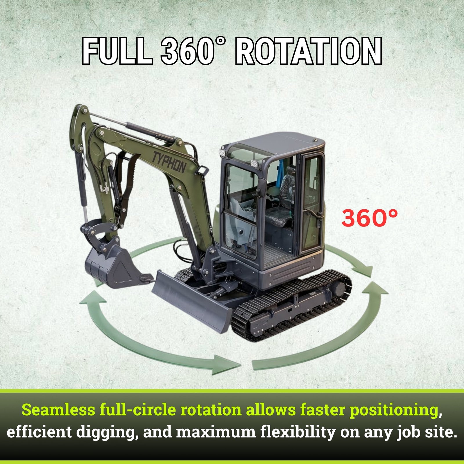 TYPHON KUVOU 4.0 mini excavator Kubota D1703 Diesel engine with 4Ton Operating Weight AC/ Heater - Image 6