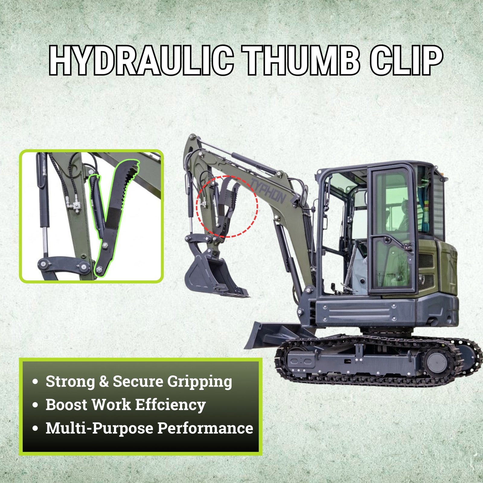 TYPHON KUVOU 4.0 mini excavator Kubota D1703 Diesel engine with 4Ton Operating Weight AC/ Heater - Image 7
