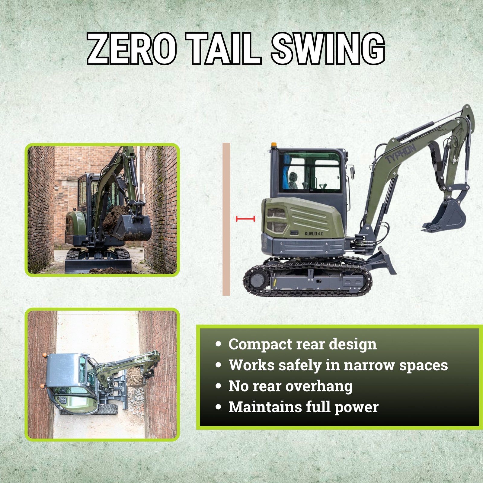 TYPHON KUVOU 4.0 mini excavator Kubota D1703 Diesel engine with 4Ton Operating Weight AC/ Heater - Image 24