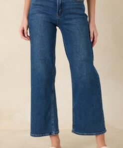 Into The Clouds Dark Wash Cropped Wide Leg Jeans