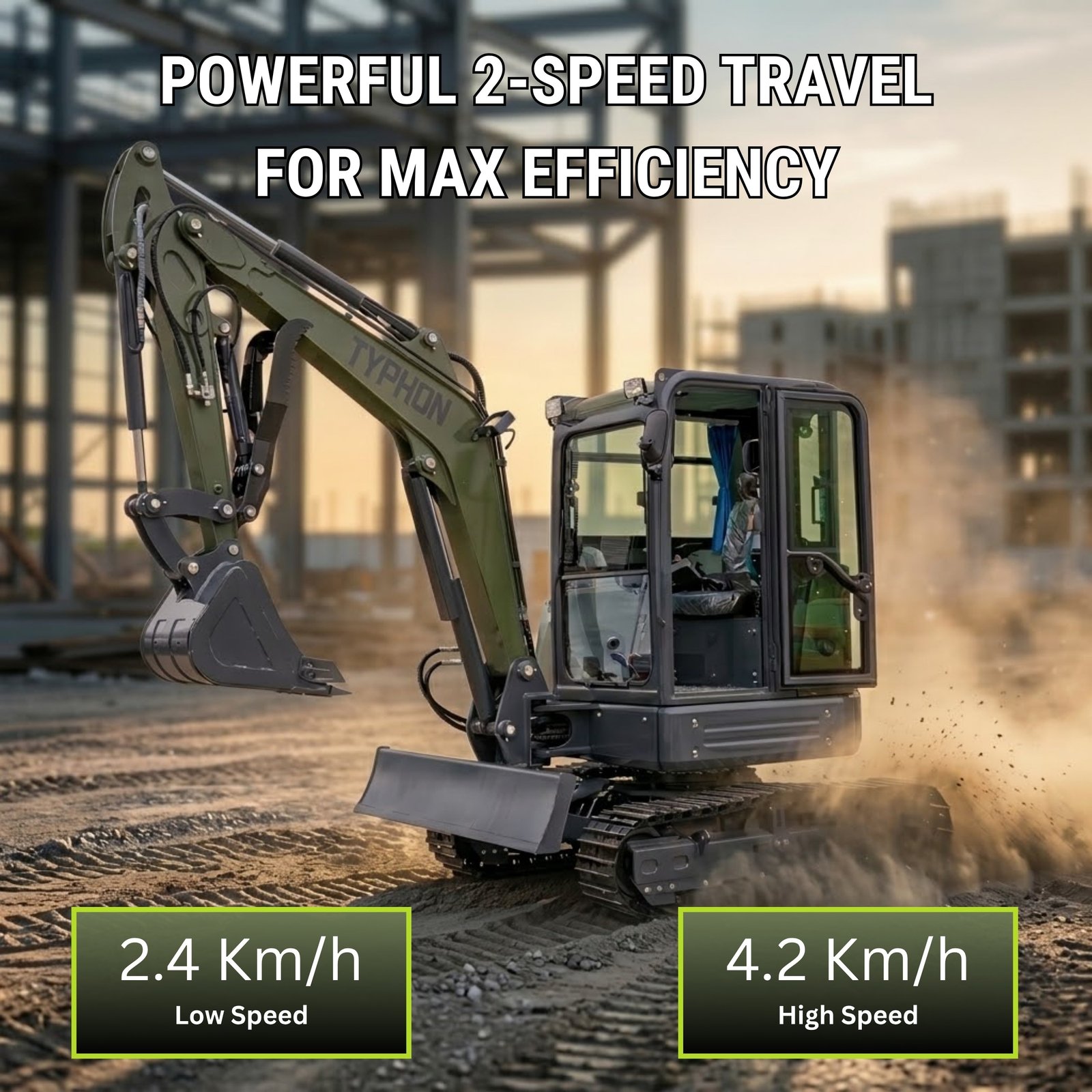 TYPHON KUVOU 4.0 mini excavator Kubota D1703 Diesel engine with 4Ton Operating Weight AC/ Heater - Image 11