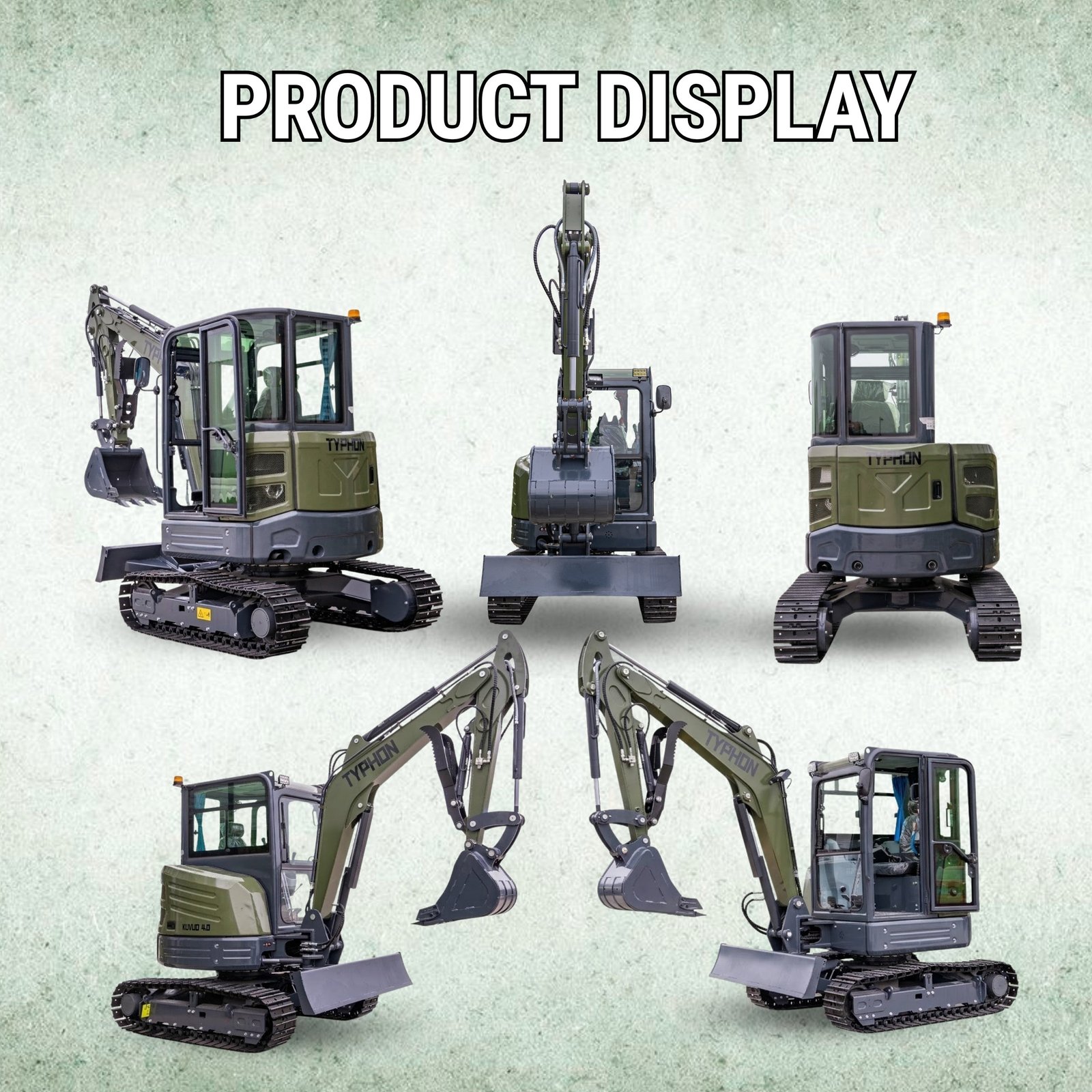 TYPHON KUVOU 4.0 mini excavator Kubota D1703 Diesel engine with 4Ton Operating Weight AC/ Heater - Image 15