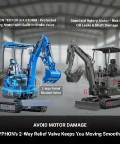 New TYPHON TERROR XIX STORM Mini Excavator 4000lbs 20.4hp Kubota D902 engine  Trench Digger with Boom Swing, Canopy, Retractable Tracks - Image 16