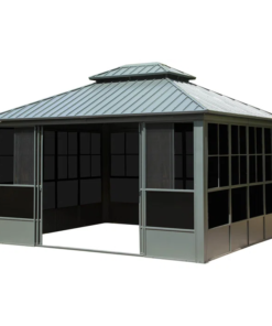 12' x 14' Hardtop Aluminum Gazebo with Galvanized Steel Roof & Sliding Doors