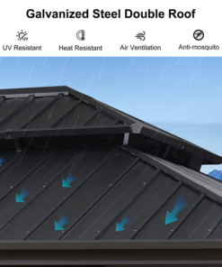 Alternative view of 12' x 14' Hardtop Aluminum Gazebo with Galvanized Steel Roof & Sliding Doors