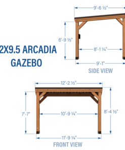 Alternative view of Backyard Discovery 12' x 9.5' Arcadia Slope Roof Cedar Gazebo with PowerPort