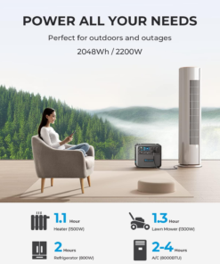 Alternative view of Bluetti Portable Generator 2200W With 350W Solar Panel Included, AC200MAX 2048Wh Solar Generator W/ 4 2200W AC Outlets, Expandable to 8192Wh for Home Backup