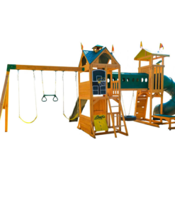 KidKraft Mockingbird View Wooden Swing Set / Playset with Tower, Hoop, Tunnel, and Tire Swing
