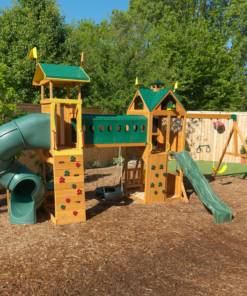 KidKraft Mockingbird View Wooden Swing Set / Playset with Tower, Hoop, Tunnel, and Tire Swing - Image 3