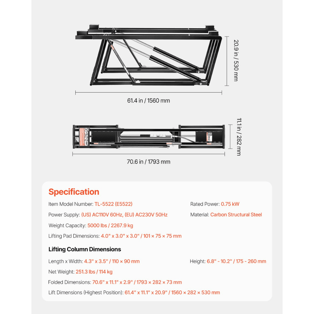 5,000 LB Adjustable Car Lift with Remote Control – Perfect for Home Garages - Image 9