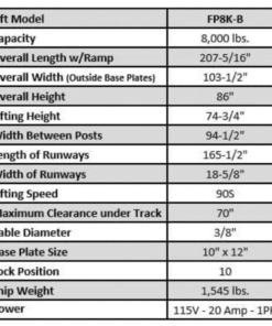 Tuxedo FP8K-B 8,000 LB Deluxe Series Storage/Service Four Post Lift - Image 4