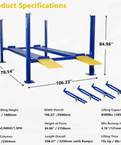 WEIZE 8500lbs 4-Post Car Lift with Caster Kits – PLA-1030 - Image 8