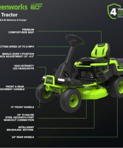 Greenworks 60V 30” CrossoverT Riding Lawn Tractor with 8.0 Ah - Image 4