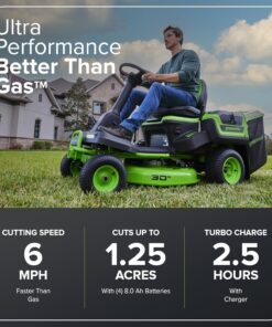 Greenworks 60V 30” CrossoverT Riding Lawn Tractor with 8.0 Ah - Image 6
