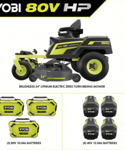 RYOBI 80V HP Brushless 54 in. Battery Electric Cordless Zero Turn Mower & Mulch Kit - Image 3